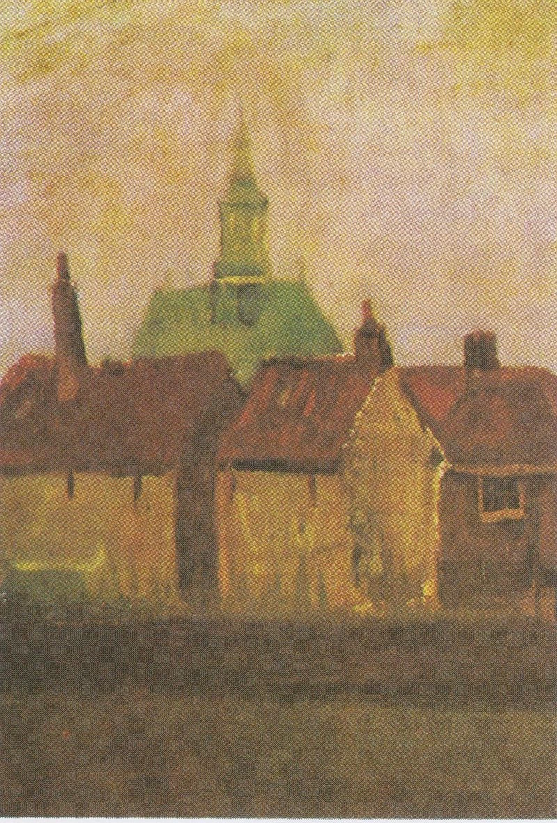 132-Vincent van Gogh-La nuova chiesa e le vecchie case a L'Aia, 1882